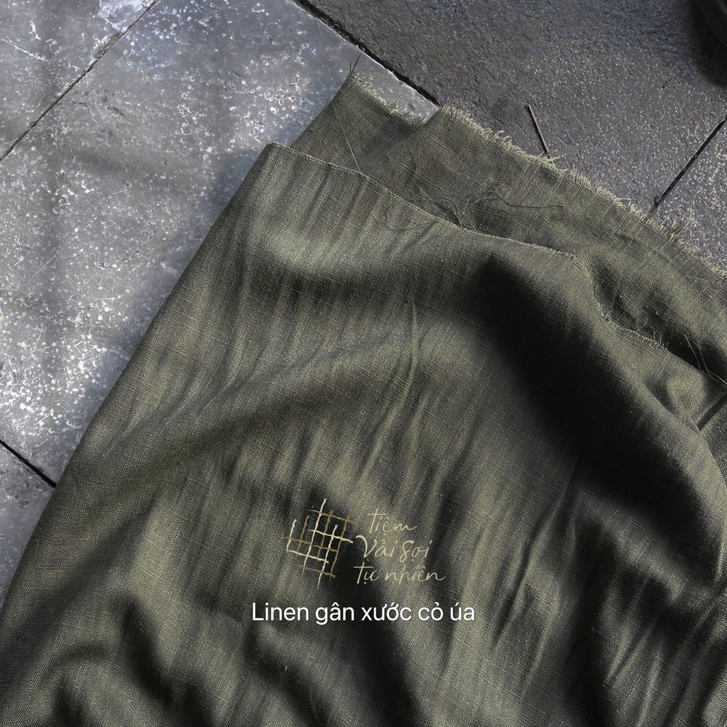 Vải linen gân xước khổ 1.4m tone Xanh/ Green - Blue