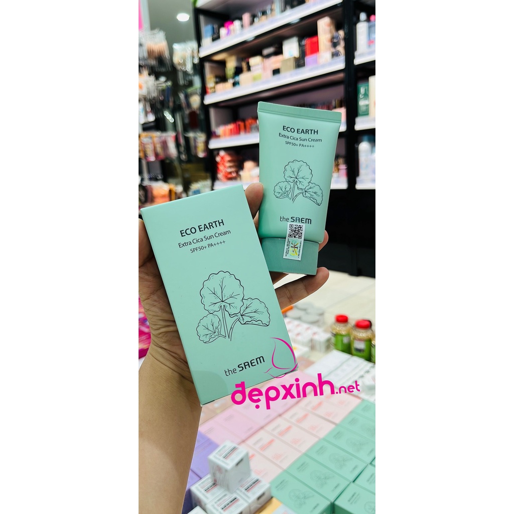 Kem Chống Nắng Rau Má The Saem Eco Earth Extra Cica Sun Cream 50g