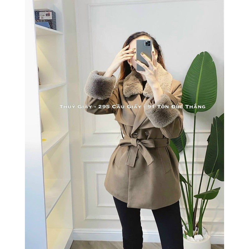 [ MÃ 1801 ] ÁO KHOÁC DẠ CỔ LÔNG PHA TAY LÔNG | BigBuy360 - bigbuy360.vn