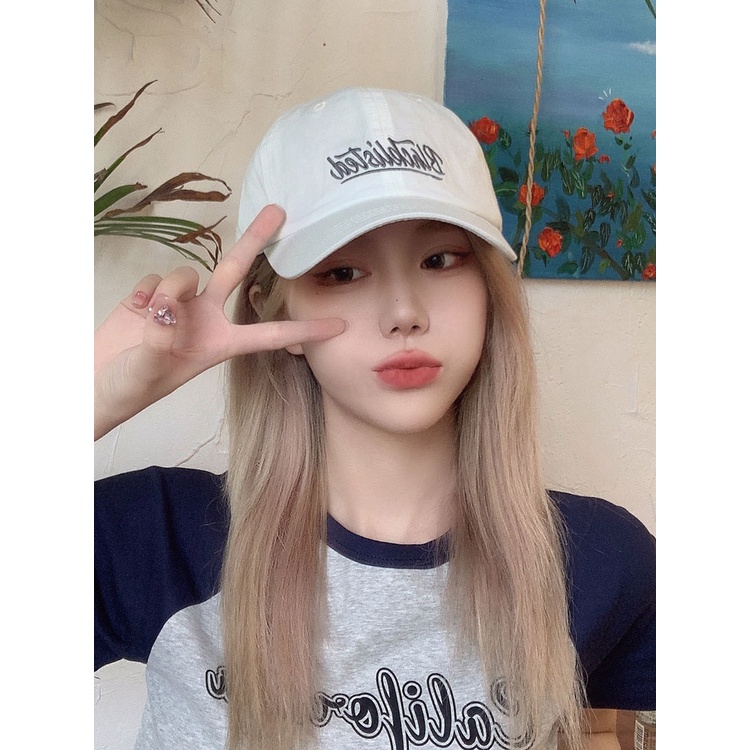 Mũ Lưỡi Trai Chống Nắng Vành Cong In Chữ Màu Hồng Dễ Thương Kiểu Mỹ Thời Trang Xuân Hè Cho Bạn Gái
