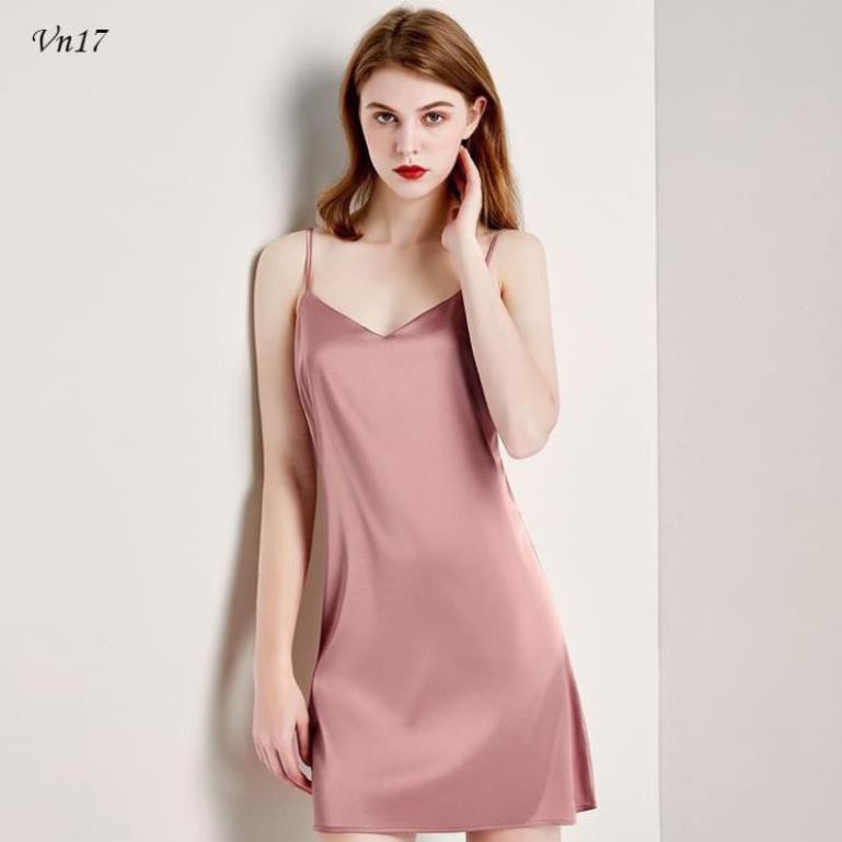 VN17-Váy ngủ lụa, đầm ngủ 2 dây cao cấp - chất lụa hàn loại 1 chất mát - mềm mịn - không nhăn | BigBuy360 - bigbuy360.vn