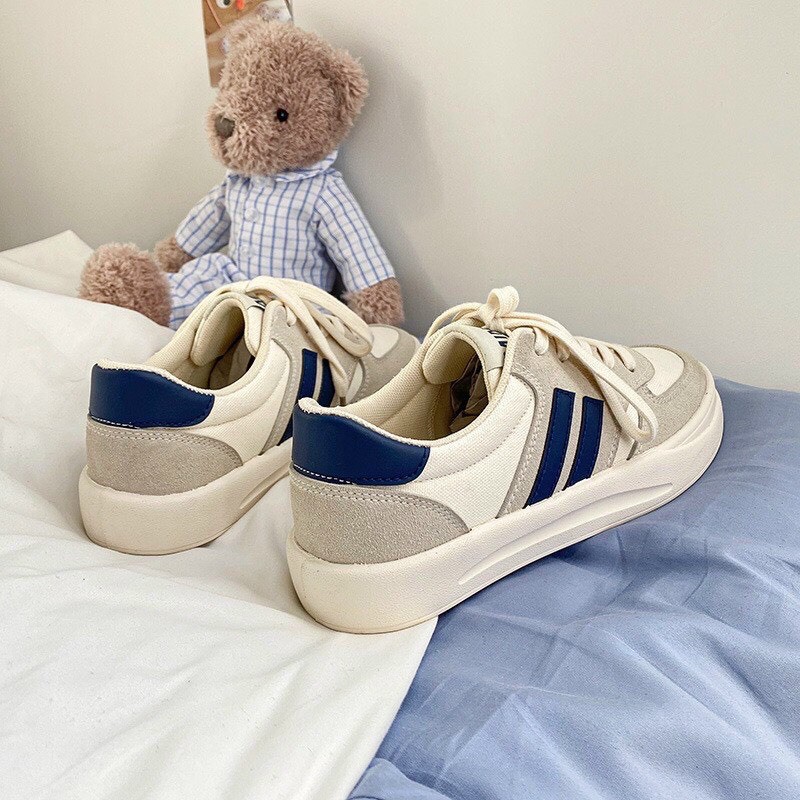 (ảnh+video) giày nữ sườn sọc phối da lộn from thể thao