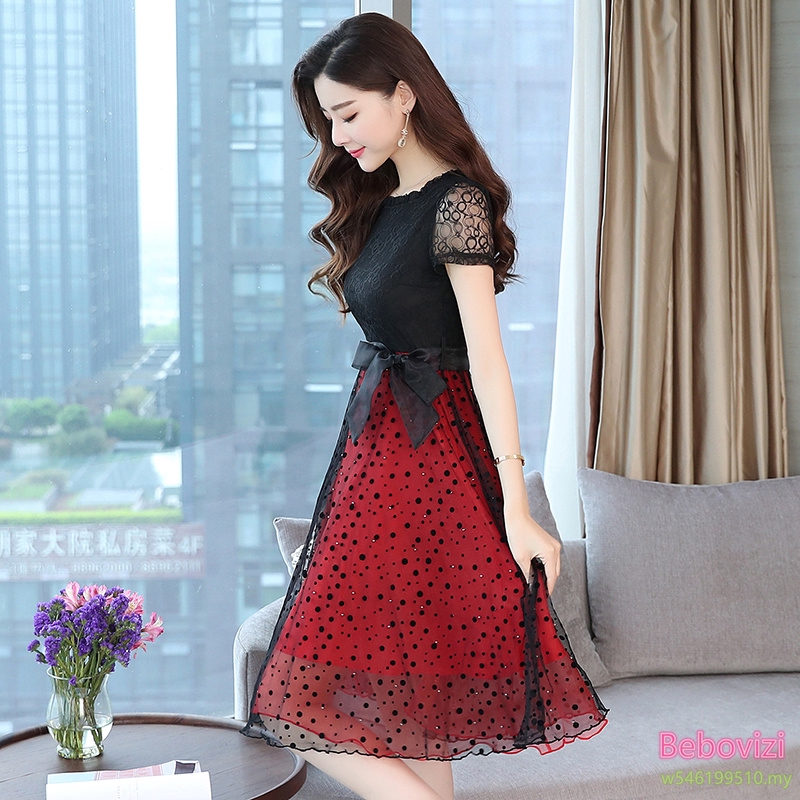 Đầm Chiffon Phối Ren Thanh Lịch Thời Trang Hàn Quốc
