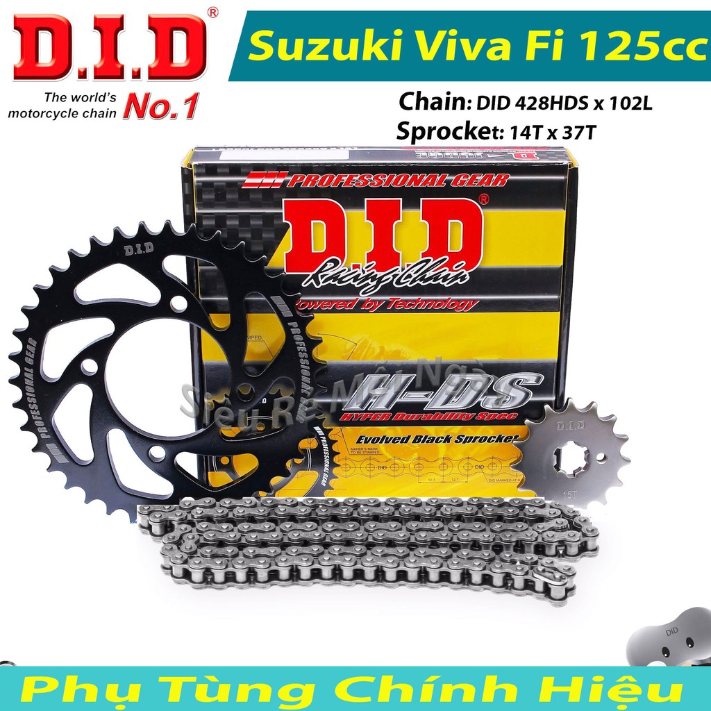 Nhông sên dĩa DID SUZUKI ViVa Fi Sên đen 10ly Thái Lan