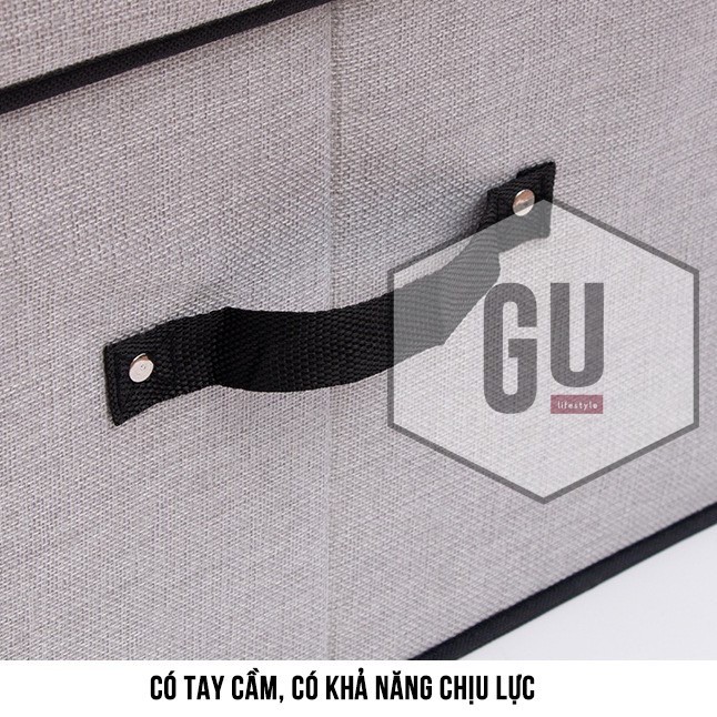 Thùng Đựng Quần Áo kiểu Nhật, vải cotton cứng cáp, size lớn, có thể gấp gọn