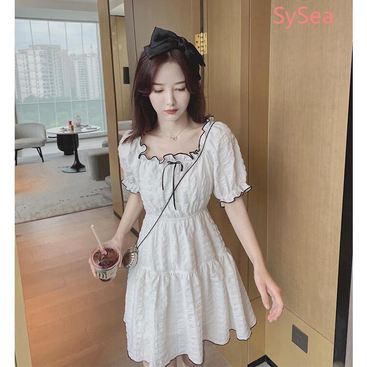 Women's Summer White Puff Sleeve Princess Dress