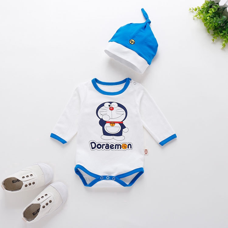 DORAEMON Jumpsuit Tay Dài Hoạ Tiết Hoạt Hình Đáng Yêu Cho Bé