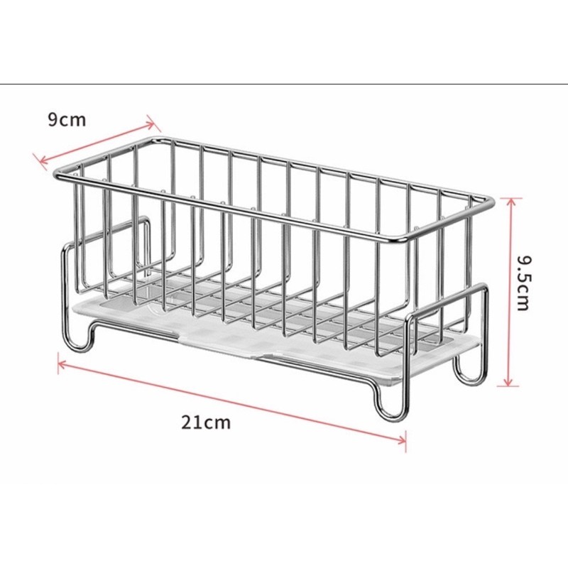 Kệ rổ đựng đồ rửa chén có khay hứng nước  - Inox 304 nhỏ gọn tiện lợi không rỉ sét