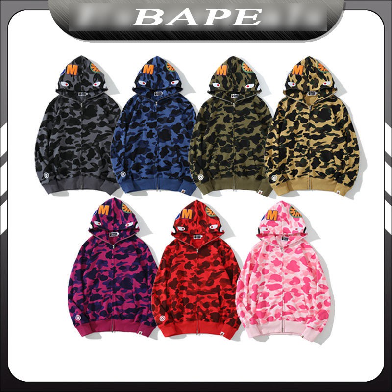✚Áo khoác nam nữ Bape VN Nhật Bản cá mập thu đông thanh niên hàng hiệu