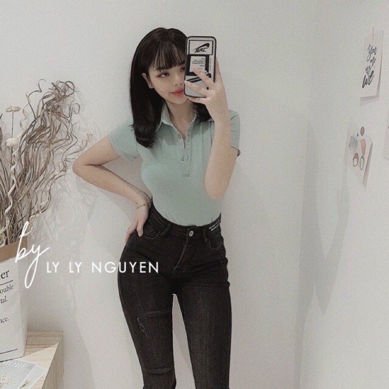 Áo thun body cổ đức khuy cài