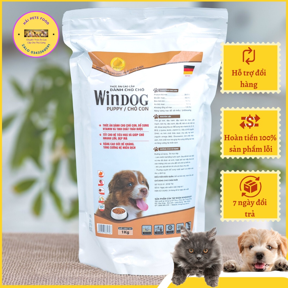 Thức Ăn Cho Chó Con Loại Cao Cấp Dạng Hạt Windog Puppy Vị Gà 1Kg Sản Xuất Theo Dây Chuyền Công Nghệ Đức