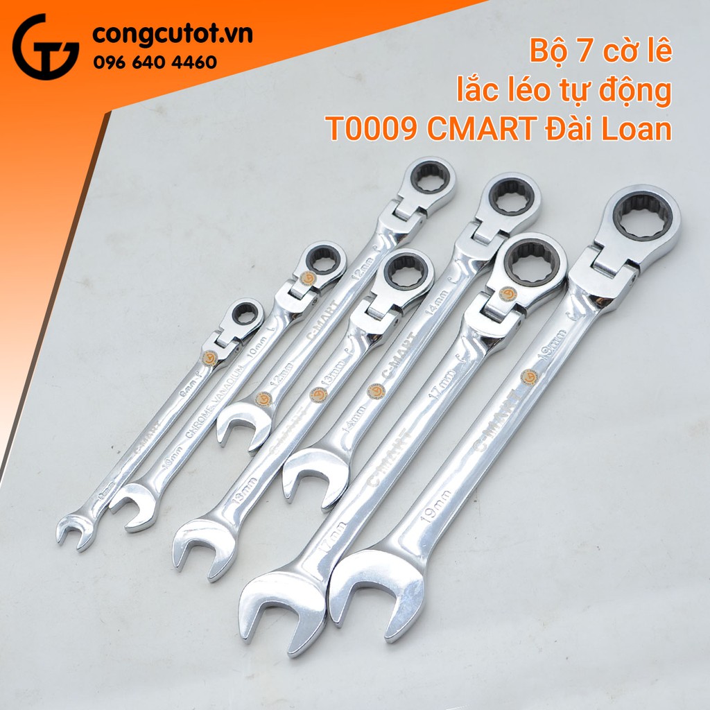 Bộ 7 cờ lê vòng miệng lắc léo tự động C-Mart Tools T0009 Đài Loan