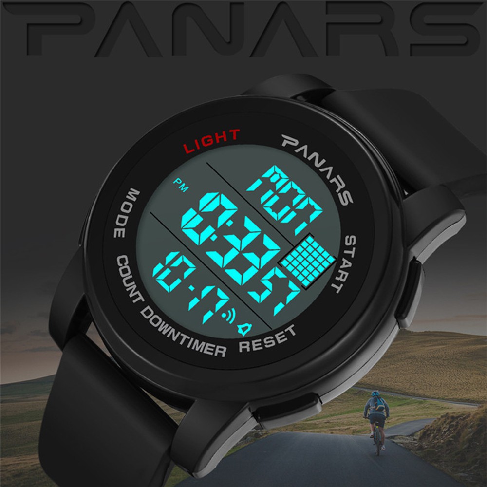 PANARS Original  8100 Digital Watch Waterproof Durable Drop Resistant Luminous Silicone Strap