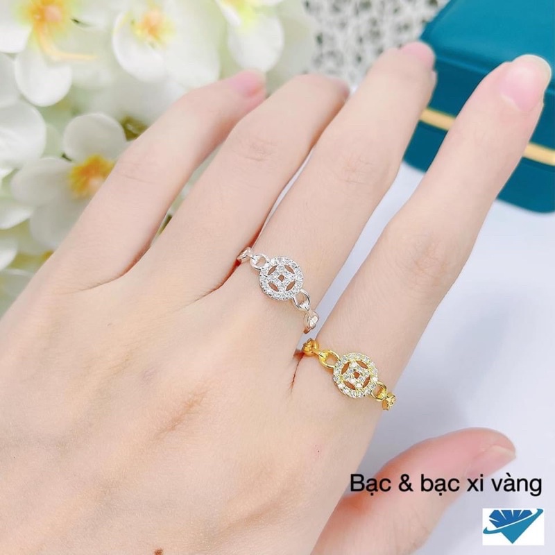 Nhẫn nữ bạc ta THJ - Nhẫn nữ kim tiền bạc ta xi vàng,mang lại may mắn