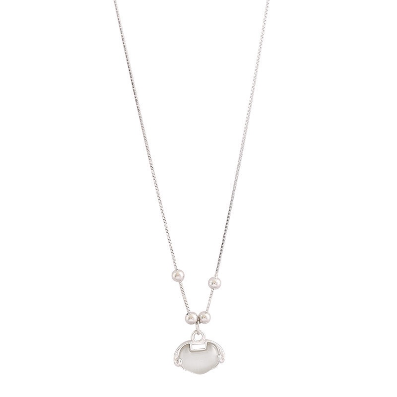 Vòng cổ Mặt Ổ Khóa Đính Đá Mắt Mèo Phong Cách Cổ Điển An Toàn Cho Bạn Gái