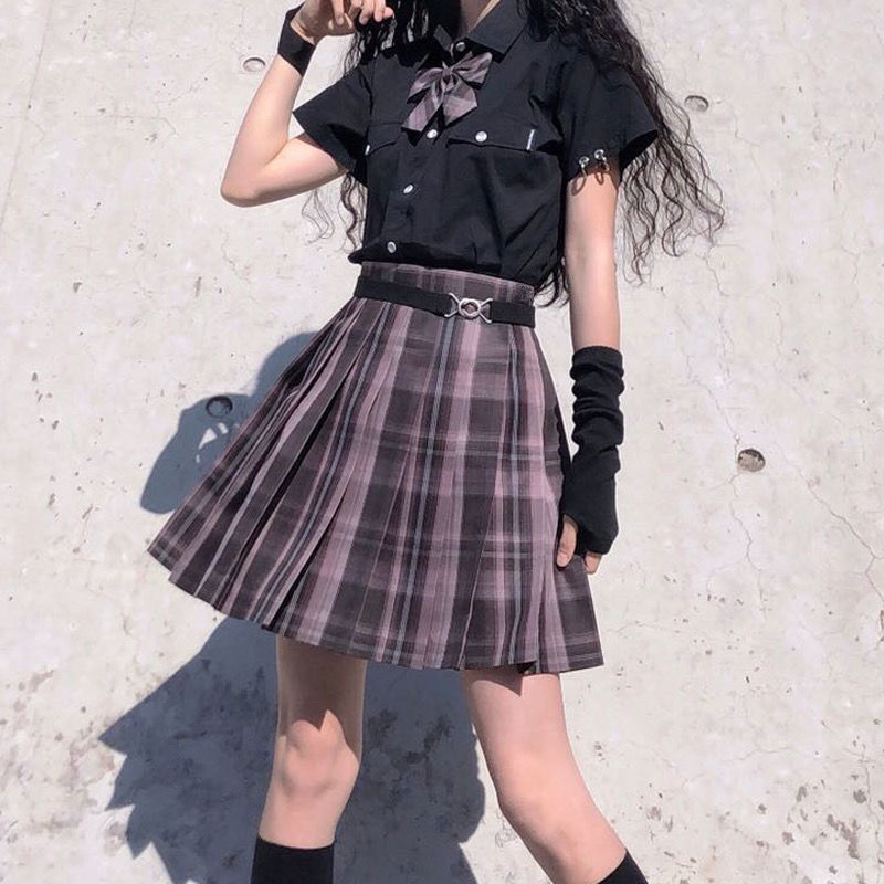 Chân váy xếp ly caro JK đồng phục học sinh xếp ly đáng yêu cho nữ