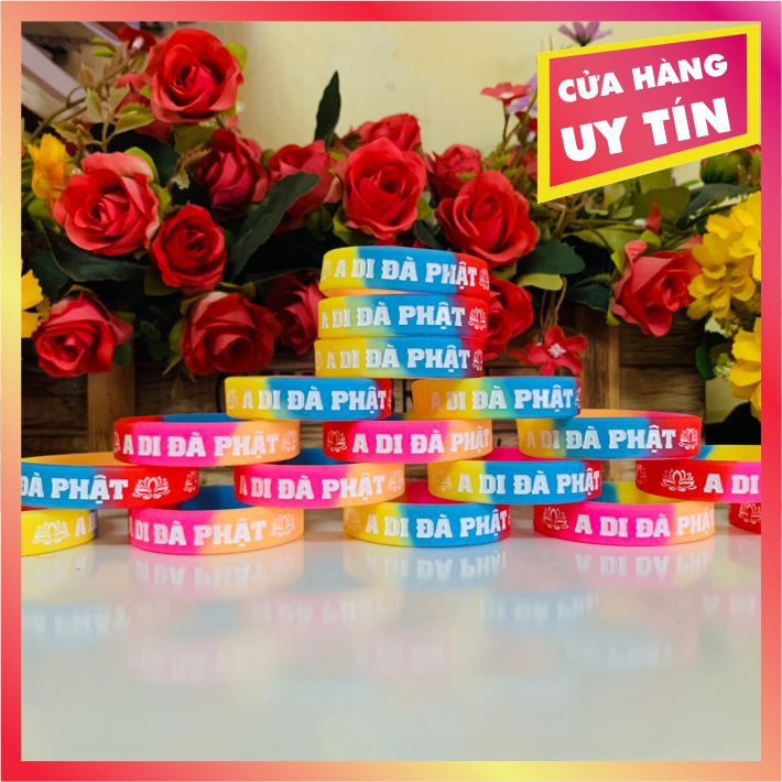 Vòng Tay Cao Su Trẻ Em  A DI ĐÀ PHẬT. Vòng phân đoạn màu