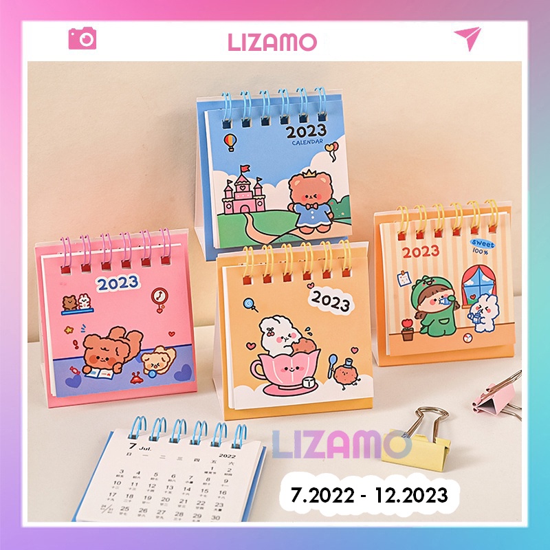 Lịch để bàn mini năm 2023 Lịch bỏ túi cầm tay cute dễ thương Lizamo LB182