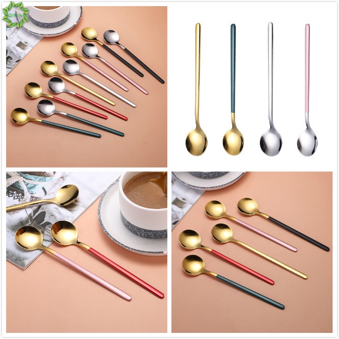 1 Muỗng Ăn Tráng Miệng Bằng Thép Không Gỉ Tay Cầm Dài 15.3cm