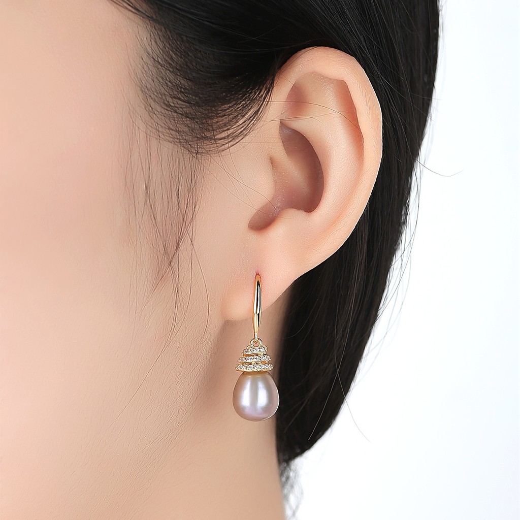 Bông Tai Bạc Nữ 925 Đính Ngọc Trai Nuôi Thiên Nhiên Sang Trọng Pearl B2327 - Bảo Ngọc Jewelry