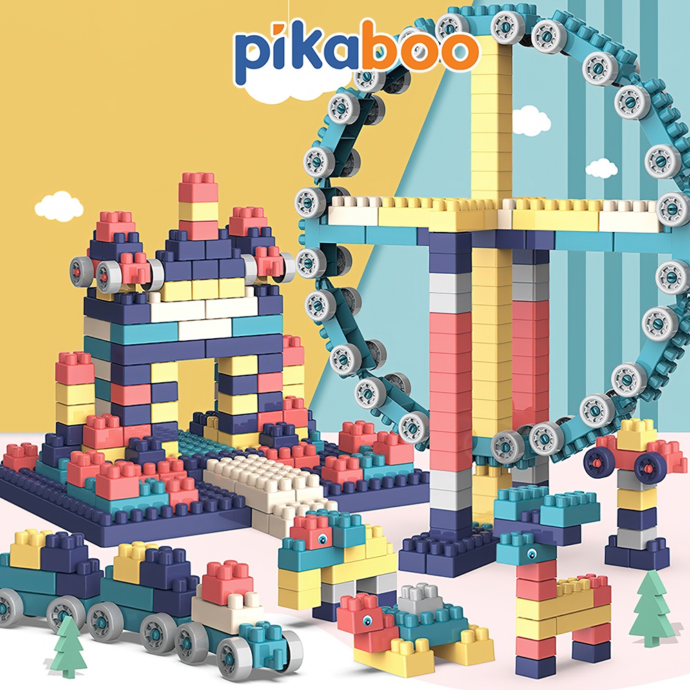 Đồ chơi lắp ráp xếp hình khối bằng nhựa kích thích khả năng sáng tạo cho bé cao cấp Pikaboo