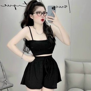 Sét bộ 2 dây ngang &amp; quần đùi ống rộng Cực xinh TV2