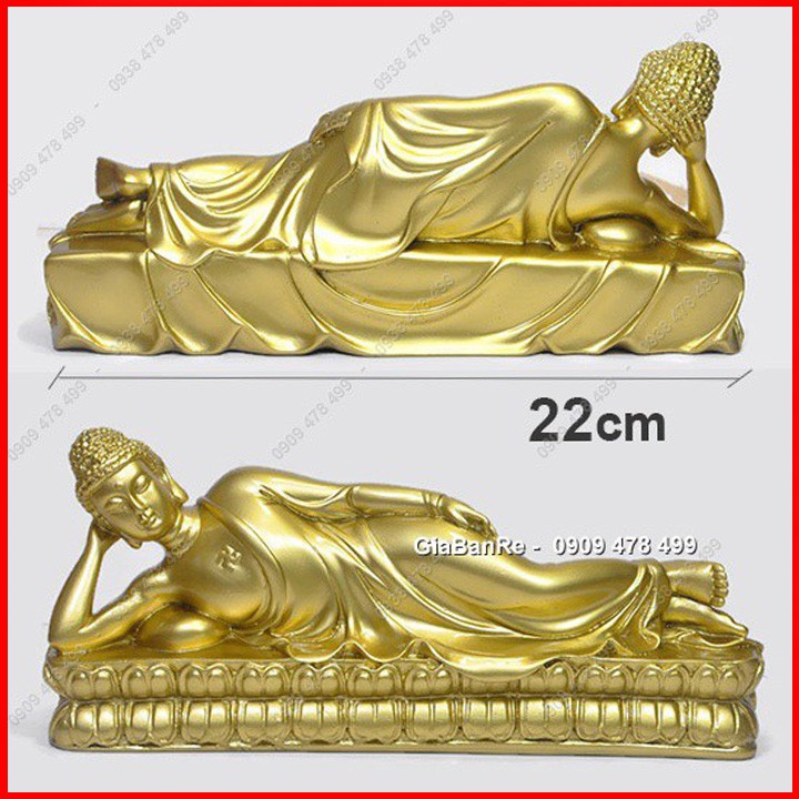 Tượng Phật Tổ Nằm Nhập Niết Bàn Size Trung 22cm - Sơn Nhũ Vàng - 6890.1