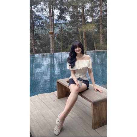 Áo Trễ Vai Bèo Ngắn Tay phong cách Hàn Quốc siêu xinh sẵn hàng