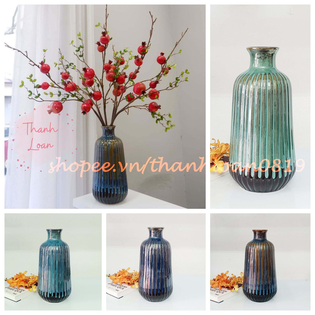 Lọ hoa đẹp cắm hoa loa kèn - Gốm sứ Bát Tràng cao cấp - Bình hoa decor Trang trí nhà cửa, phòng khách, phòng họp