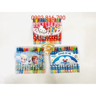 Bút sáp màu vặn 12 màu chống gãy cho bé hình Doremon - Kitty - Elsa - Mickey - Công chúa - xe Mc Queen