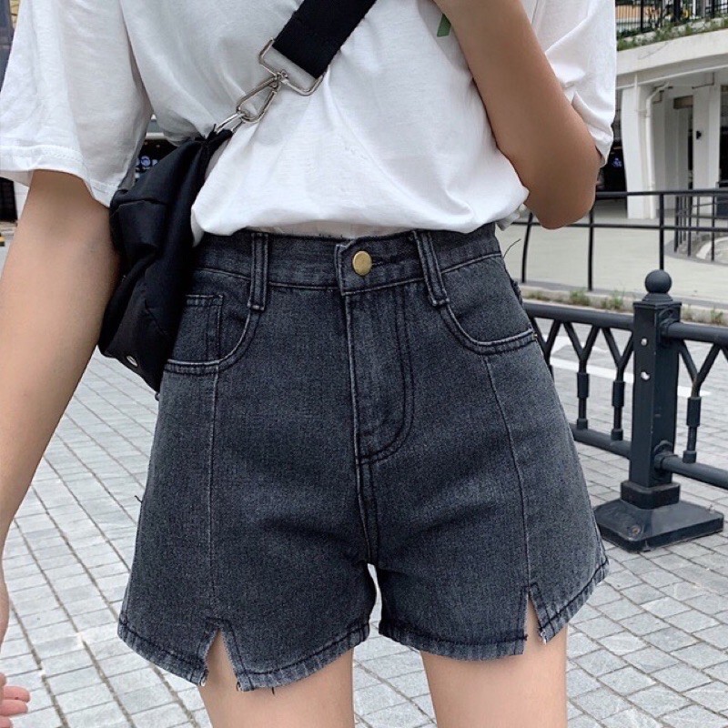 Quần Short Jean Đen Cạp Cao