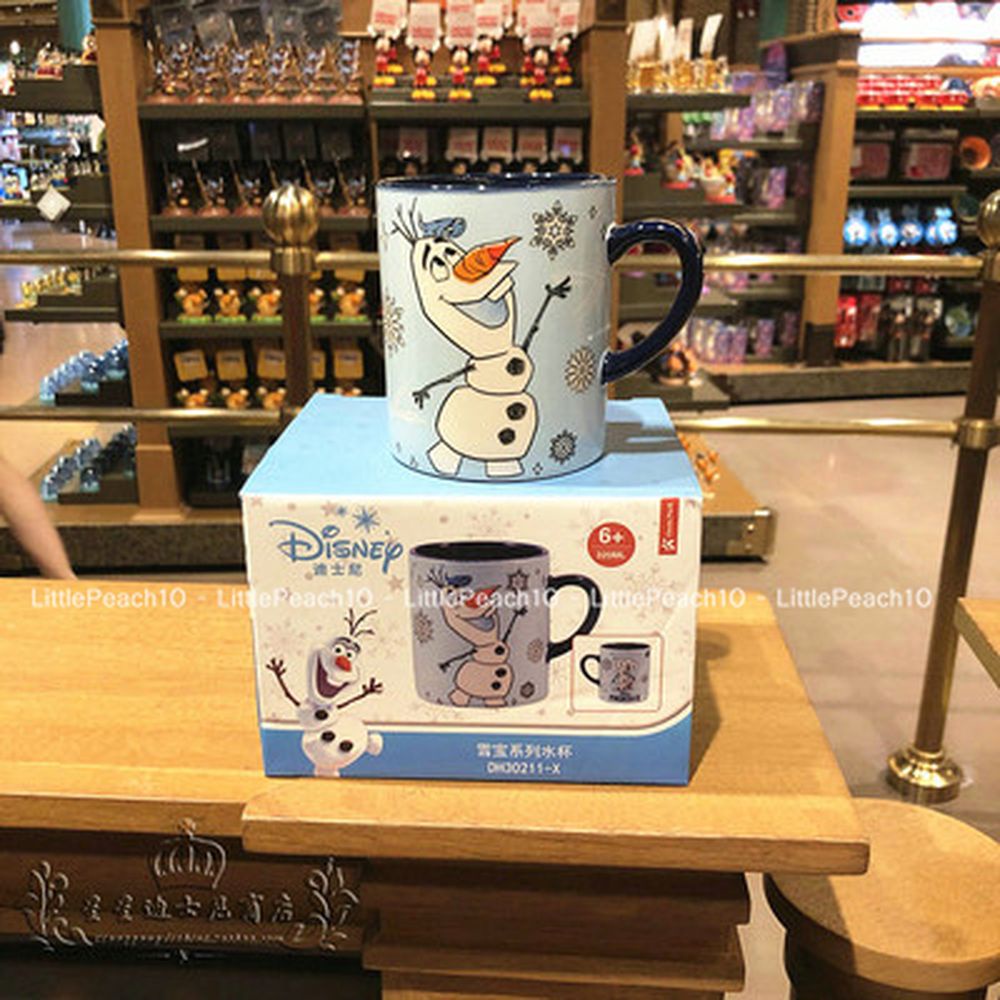 Ly sứ cốc sứ Disney cao cấp chính hãng có quai cầm tay hình Car Olaf Ariel cho nam và nữ 320ml