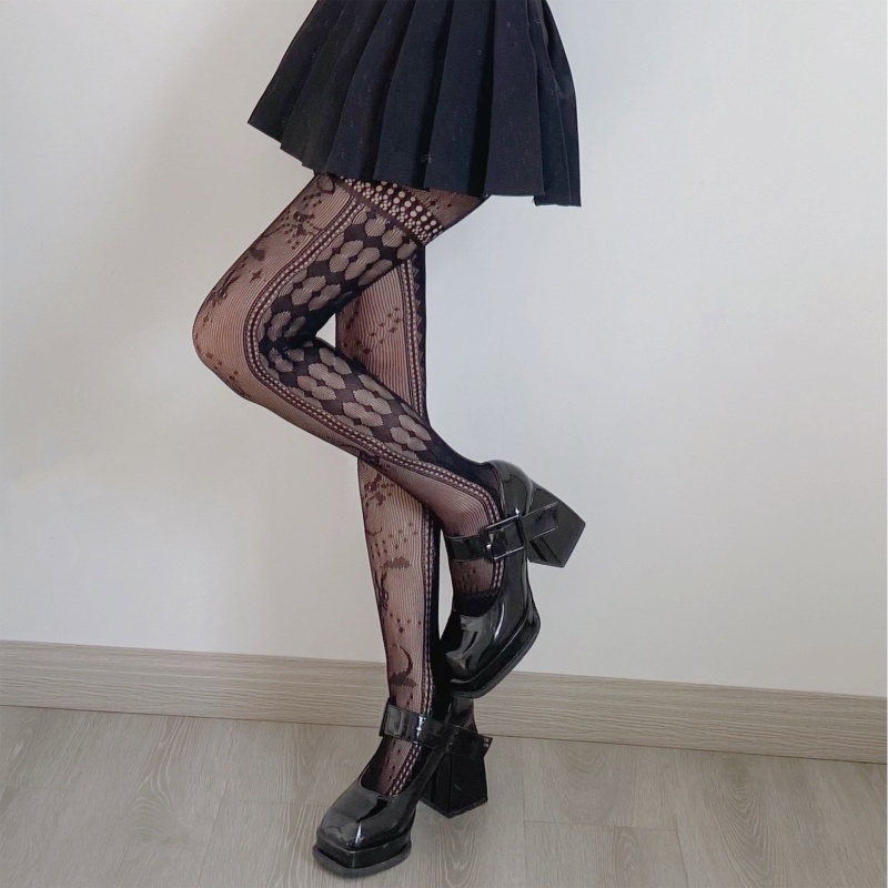 XIXI Quần Tất Lưới Đính Nơ Phong Cách Lolita Gothic Cho Nữ
