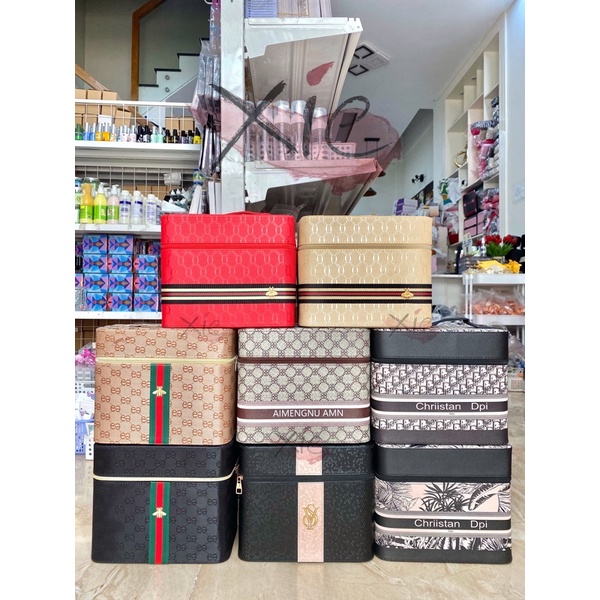 THÙNG ĐỰNG DỤNG CỤ LÀM ĐẸP - Cốp da đựng đồ nail , mi , make up - Cốp 2 tầng 4 khay tiện lợi 🫧