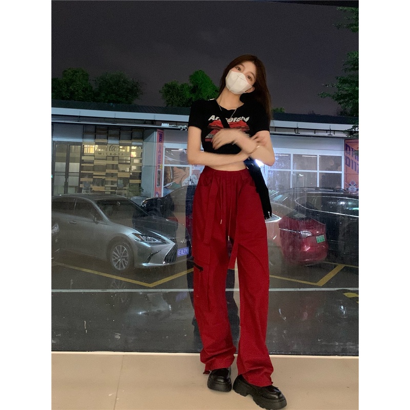 Quần Jean Nữ Ống Rộng Lưng Cao Phong Cách retro Mỹ Cá Tính