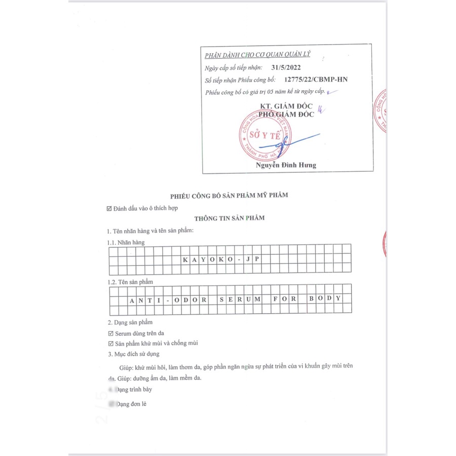Serum hôi nách KAYOKO-JP tác dụng triệt hôi nách, hôi chân, mồ hôi tay chân vĩnh viên
