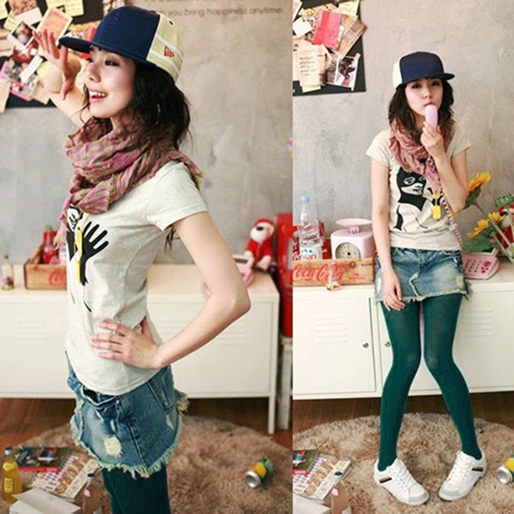 Quần tất vải mỏng màu kẹo trơn phong cách thời trang
