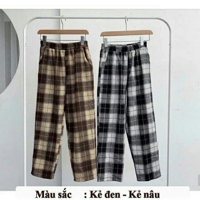 Quần ống rộng kẻ sọc 2 màu cạp chun co dãn