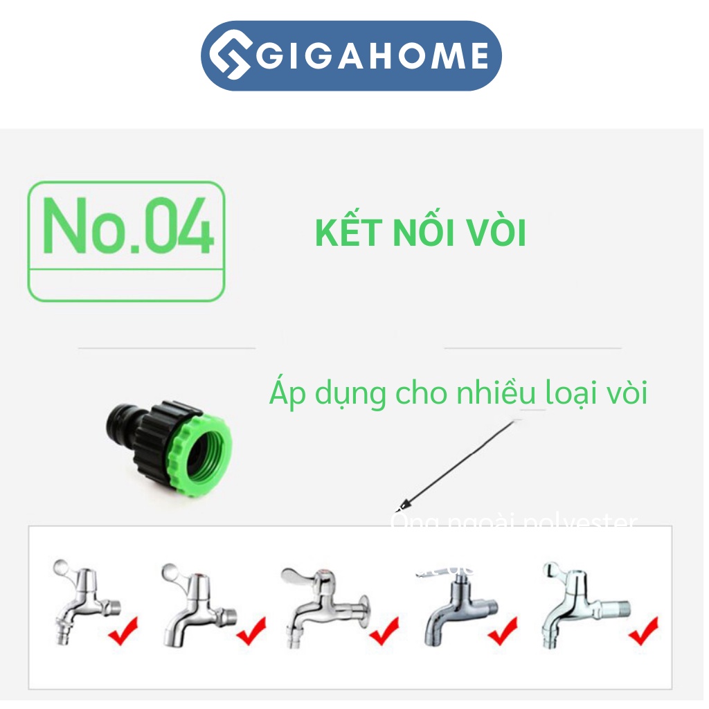 Vòi Xịt Tưới Cây, Rửa Xe Giản Nở GIGAHOME Thông Minh Loại 15m, Nhiều Chế Độ 2130