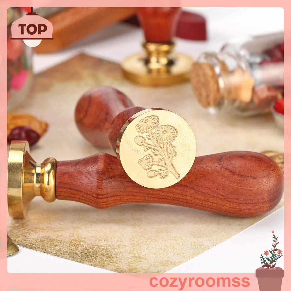 Sáp Retro DIY Wax Seal Plant Print Fire Painting Envelope Wedding Palace Stamp