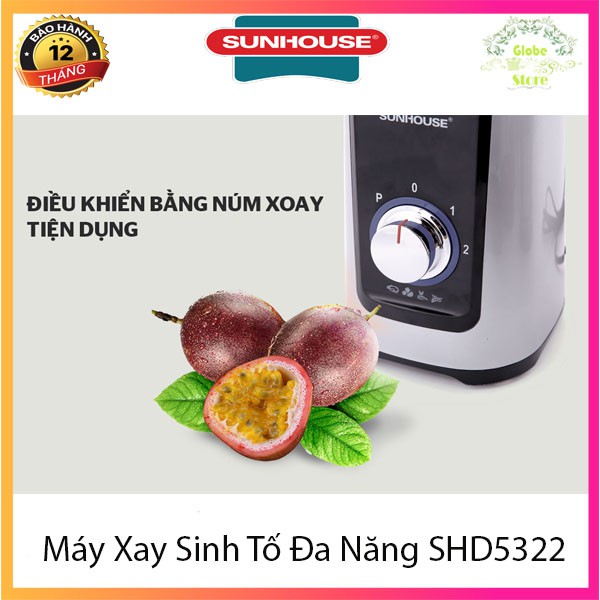 [ Chính Hãng SUNHOUSE ] Máy Xay Sinh Tố, Say Thịt, Máy Ép Hoa Quả Đa Năng Sunhouse SHD5322