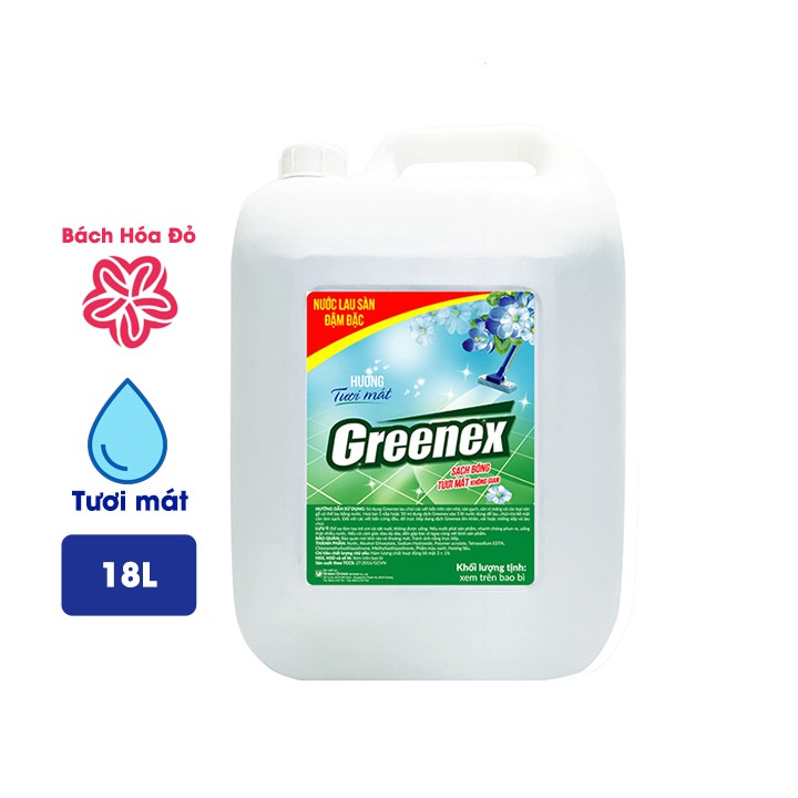 Nước lau sàn ĐẬM ĐẶC GREENEX can 5L - Hương Tươi Mát