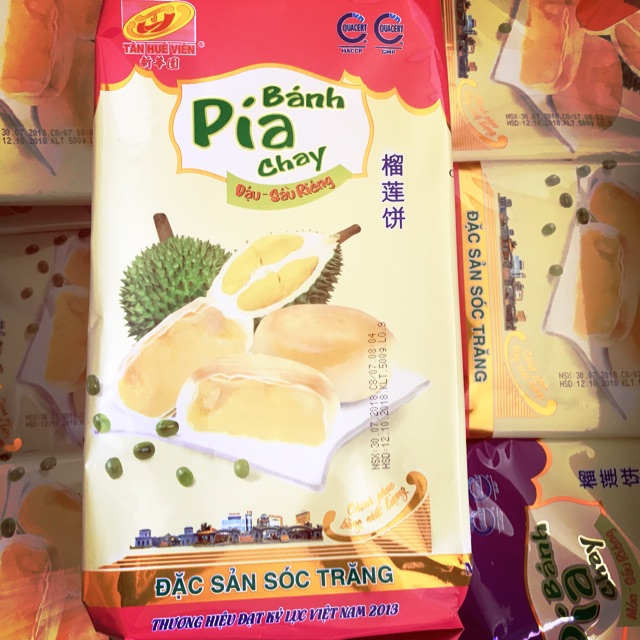 Bánh pía Chay Đậu xanh Sầu Riêng Tân Huê Viên 500gam