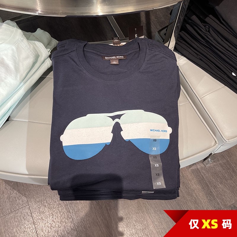 Áo Thun Tay Ngắn Cổ Tròn In Hình Mắt Kính new york Dabao Michael Kors / MK Cho Nam