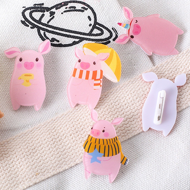 1 Huy Hiệu Cài Áo Hình Chú Heo Hồng Hoạt Hình Bằng acrylic Dễ Thương Phong Cách harajuku Nhật Bản