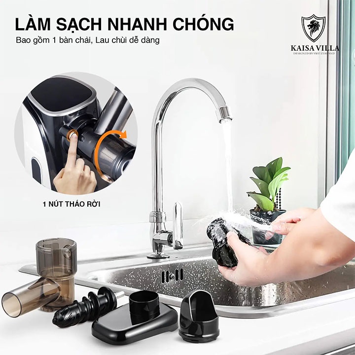 Máy Ép Chậm Trái Cây Trục Ngang Kaisa Villa - Công Suất 130W, Ép Khỏe Các Loại Hoa Quả - BH 12 Tháng