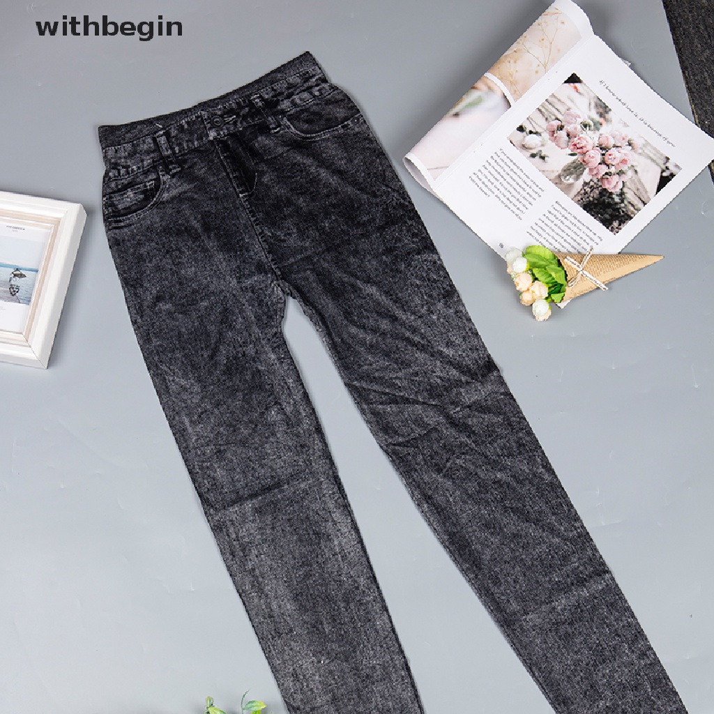 1 Quần Legging Giả Jean Đen Họa Tiết Hoa Tuyết Thời Trang Mùa Hè Cho Nữ