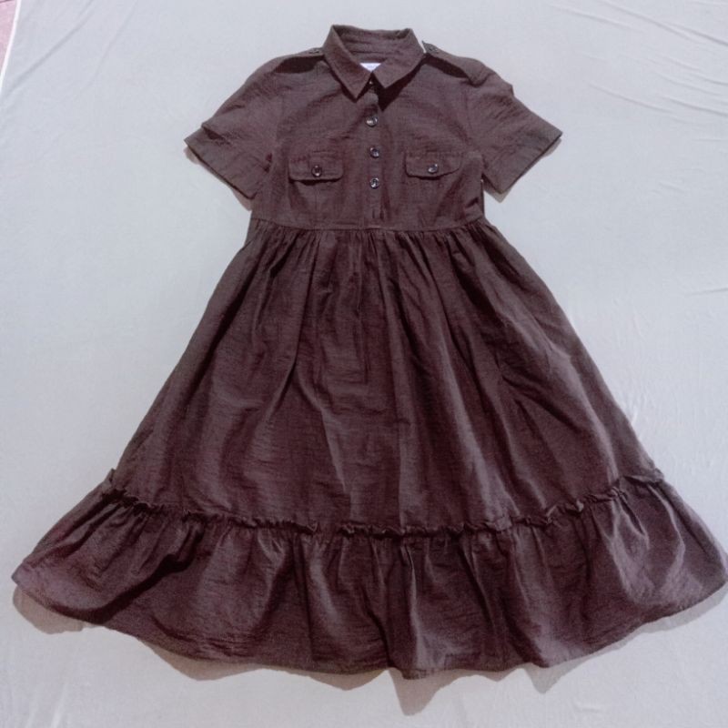 Thanh lí đầm dáng xoè màu nâu hàng hiệu Zara size S