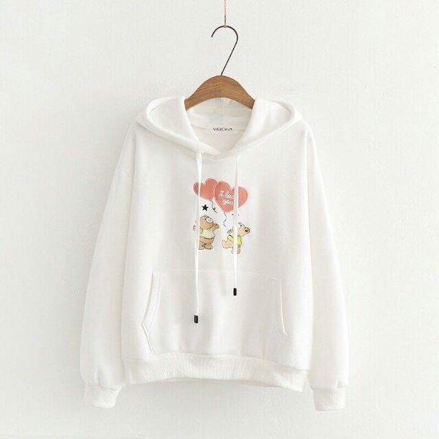 Áo khoác hoodie nỉ in gấu thả tim cute,Áo Khoác Thời Trang Nữ mẫu mới nhất 2019