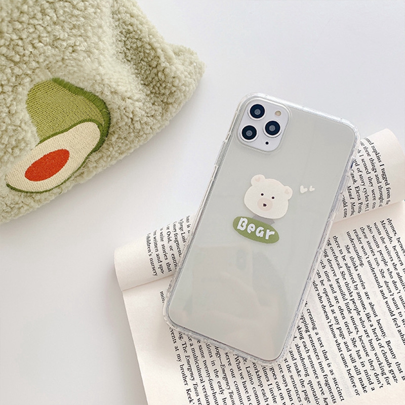 Ốp lưng iphone Ốp điện thoại bằng nhựa mềm trong suốt họa tiết gấu cho IPHONE 11PRO/XSMAX/XR/8PLUS 1 Dinuo case